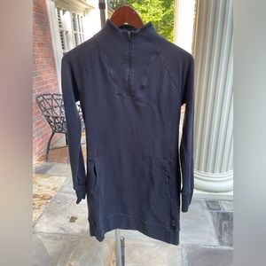 American Giant Women's Black Moto 1/4 Zip
Pullover Sweatshirt Dress